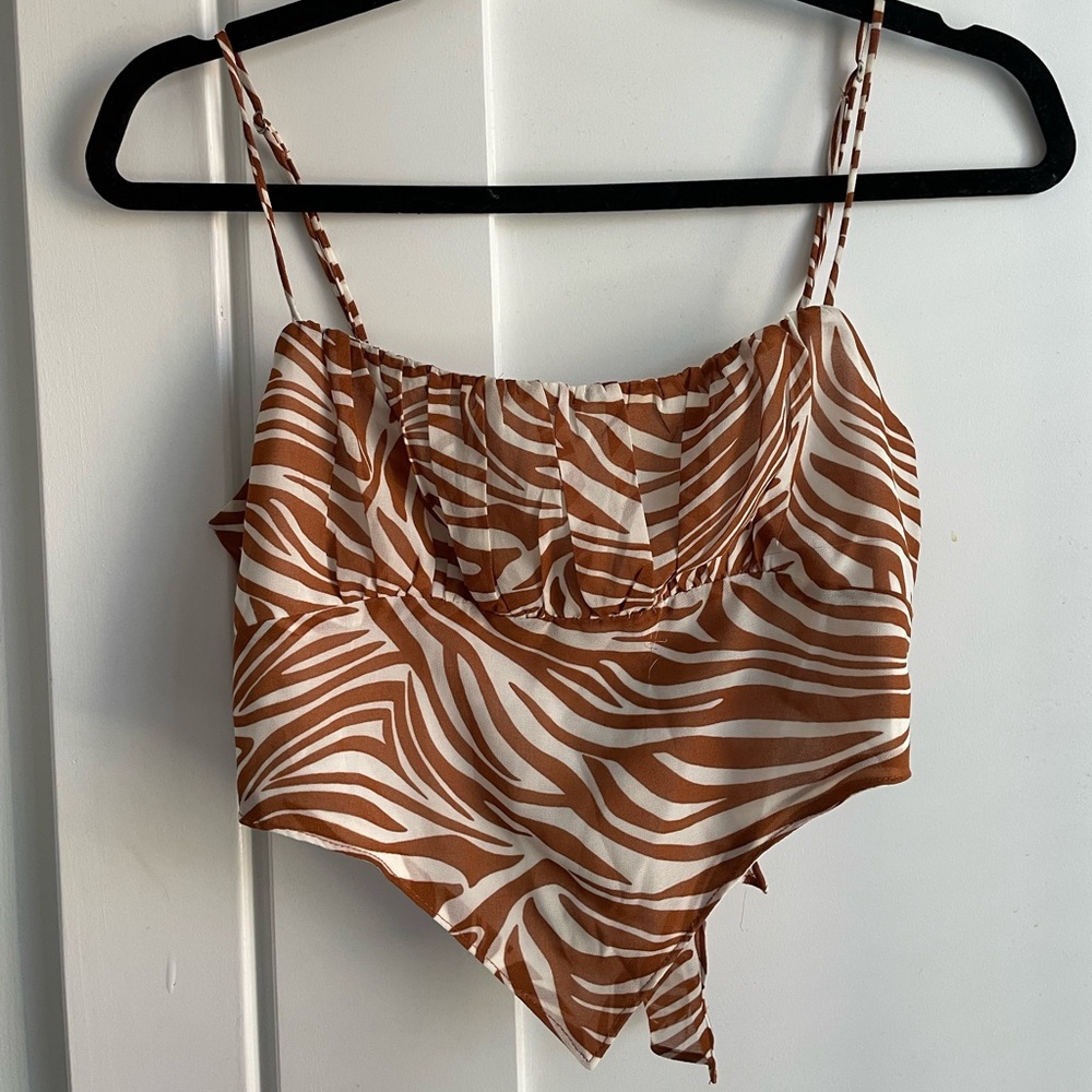 zebra cropped tie top